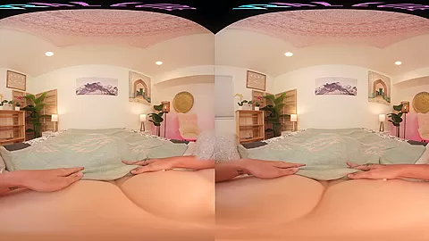 Tight little blonde rides her sex toy in virtual reality