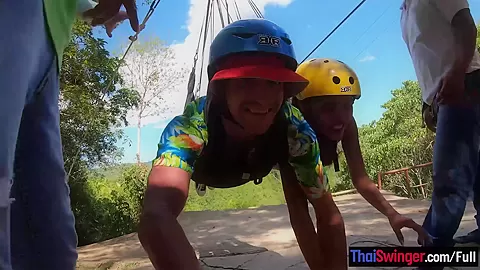 Ziplining with big ass Thai amateur GF and sex in the hotel afterwards