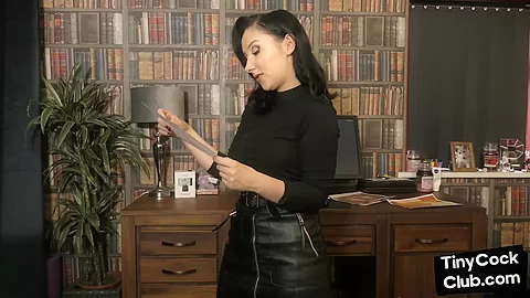 SPH babe in leather talking humiliatingly about small dongs
