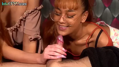 CFNM British femdom babes suck cock in group on massage