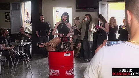 Slutty bitches dominated at public place in group project