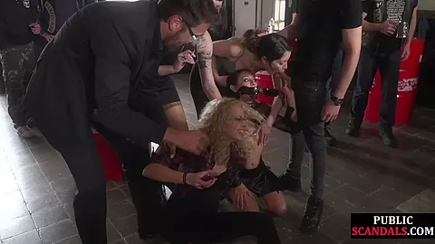 Slutty bitches dominated at public place in group project