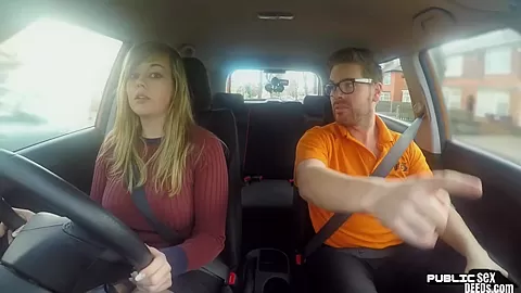 MILF tattooed driver rides instructor in POV car fuck