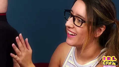 CFNM amateur teen 18+ babe sucks and jerks neighbor cock