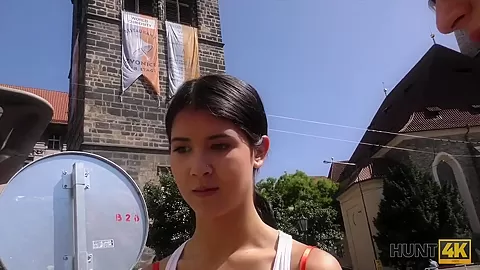 HUNT4K. Poor boy watches how his GF has sex in the travel agency