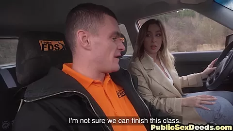Car lady smashed by driving instructor in wet pussyhole