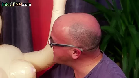 CFNM HJ femdom MILFS tugging guy cock in 3some action