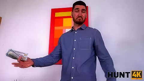 HUNT4K. Chick makes boyfriend eat while she has sex with the sponsor