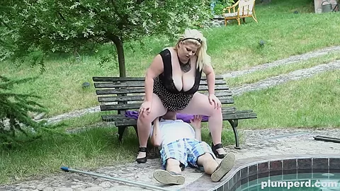 Extra Large Blonde Fucks up the Pool Boy - Plumperd