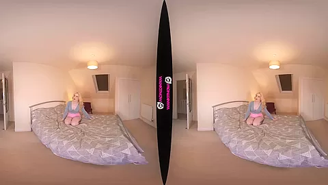 Sexual Stepsister - Blonde and Busty Teen Striptease on the Bed