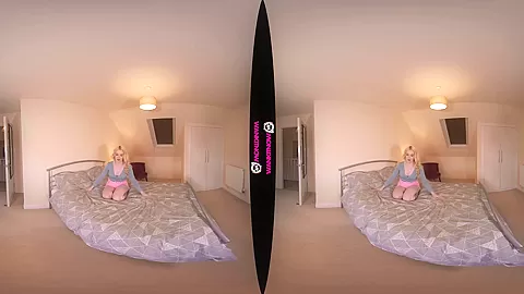 Sexual Stepsister - Blonde and Busty Teen Striptease on the Bed