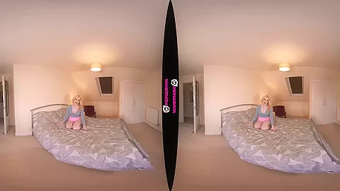 Sexual Stepsister - Blonde and Busty Teen Striptease on the Bed