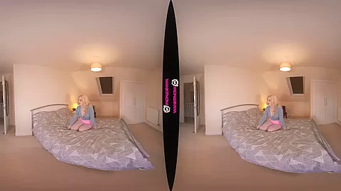 Sexual Stepsister - Blonde and Busty Teen Striptease on the Bed