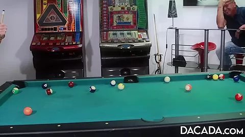 DaCada and Gina share a cock on the pool table