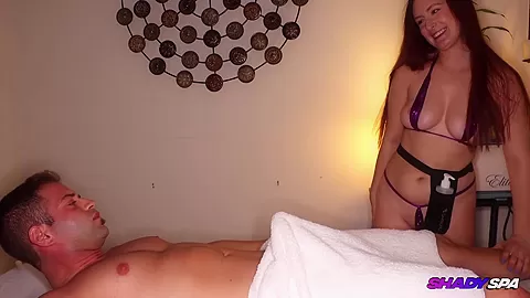 Redhead Gives Shiatsu Massage with Happy Ending Blowjob
