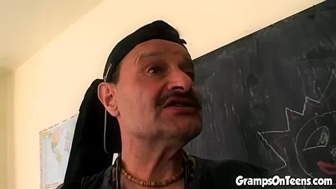 teen 18+ sucks off gramps in mature sex trio