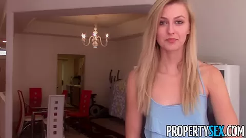 PropertySex Absolutely Stunning Blonde Agent Fucks Renter in Apartment