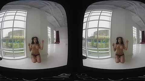 ElinaQ in Busty, Tatted Up Hottie Strips In Front of a Window - StasyQVR