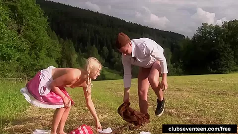 Pigtailed teen 18+ gets nailed outdoors