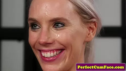 Busty officer babe gets perfect load on face