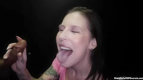 Nikki gulps up multiple cumshots in gloryhole