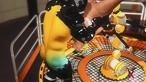 A sexy hot cuffed ebony gets fucked hard by a sex cyborg