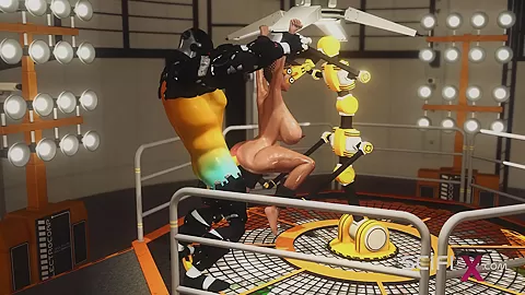 A sexy hot cuffed ebony gets fucked hard by a sex cyborg