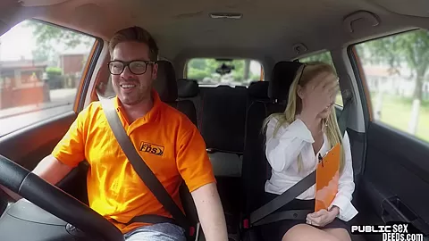 Big boobs MILF fucked in car outdoor in public place