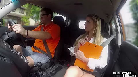 Big boobs MILF fucked in car outdoor in public place