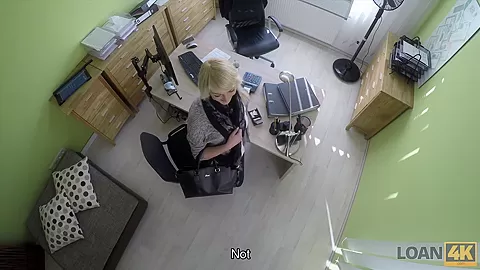 LOAN4K. Blonde-haired Katy hopes to get a loan but agent wants sex