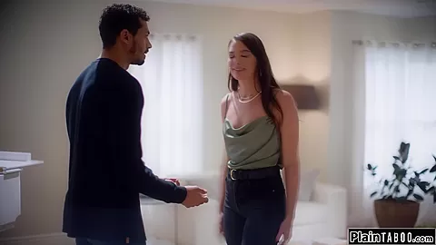 Guy gets into stepbrothers wifes panties and she rides cock