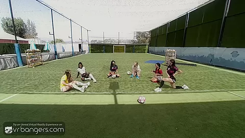 VR Bangers Group of horny babes seducing soccer coach VR Porn