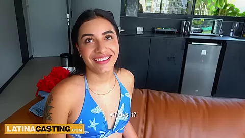 Hot Latina teen auditions at casting not wearing panties