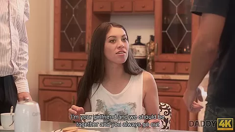 DADDY4K. Naughty brunette makes BFs Step dad happy with banging