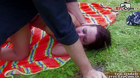 French amateur teen 18+ fuck outdoor with anal try in small ass