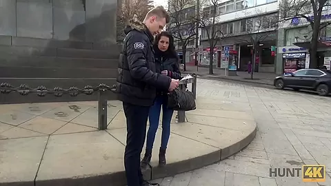 HUNT4K. Man recorded on camera how he picked up slutty brunette