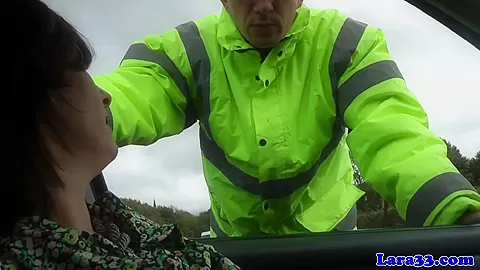 Mature british skank swallows police cum
