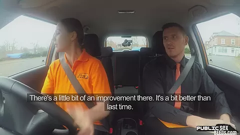 Eurobabe rides instructor in the car duo until creampie