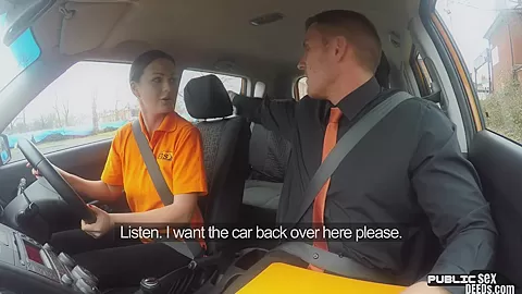 Eurobabe rides instructor in the car duo until creampie