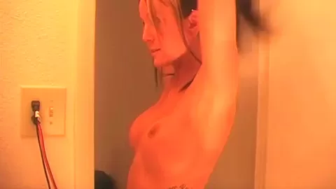 Hot Blonde Big Boobs doing make up