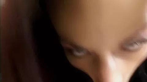 Hotty Brunette with small tits Blowjob closeup