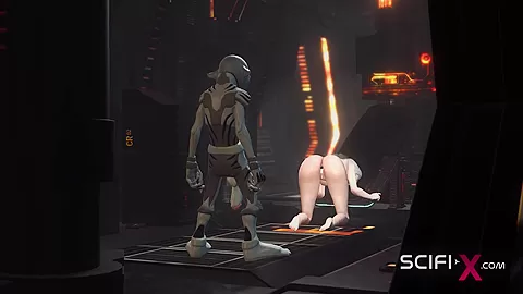 Super alien sex with a hot horny hottie in a spacecraft and a grey alien
