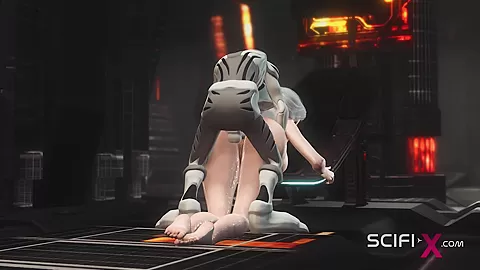 Super alien sex with a hot horny hottie in a spacecraft and a grey alien