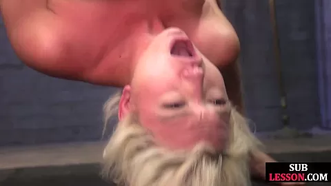 Bound submissive whipped and fucked before cumsprayed