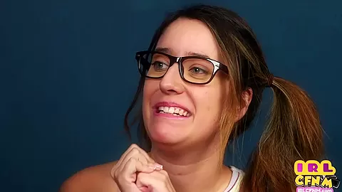 CFNM amateur 21yo with glasses sucking and jerking cock