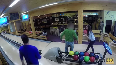 HUNT4K. Cuckold allows guy please his cute GF right in bowling club