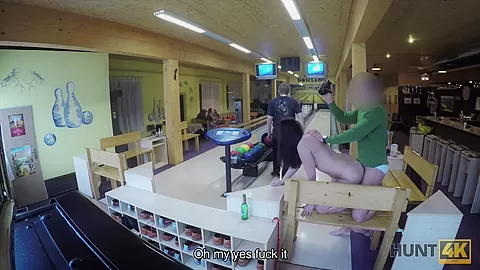 HUNT4K. Cuckold allows guy please his cute GF right in bowling club