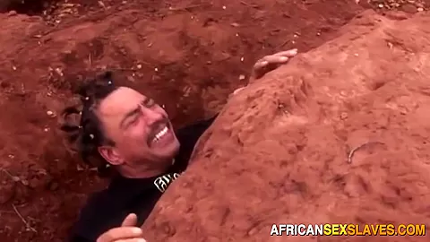 Cowboy rough fucking black ebony girl while BF stuck in ditch