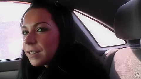 Emmy in hot girl gives head to a horny guy in his car