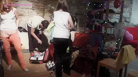 Two chicks share a dick